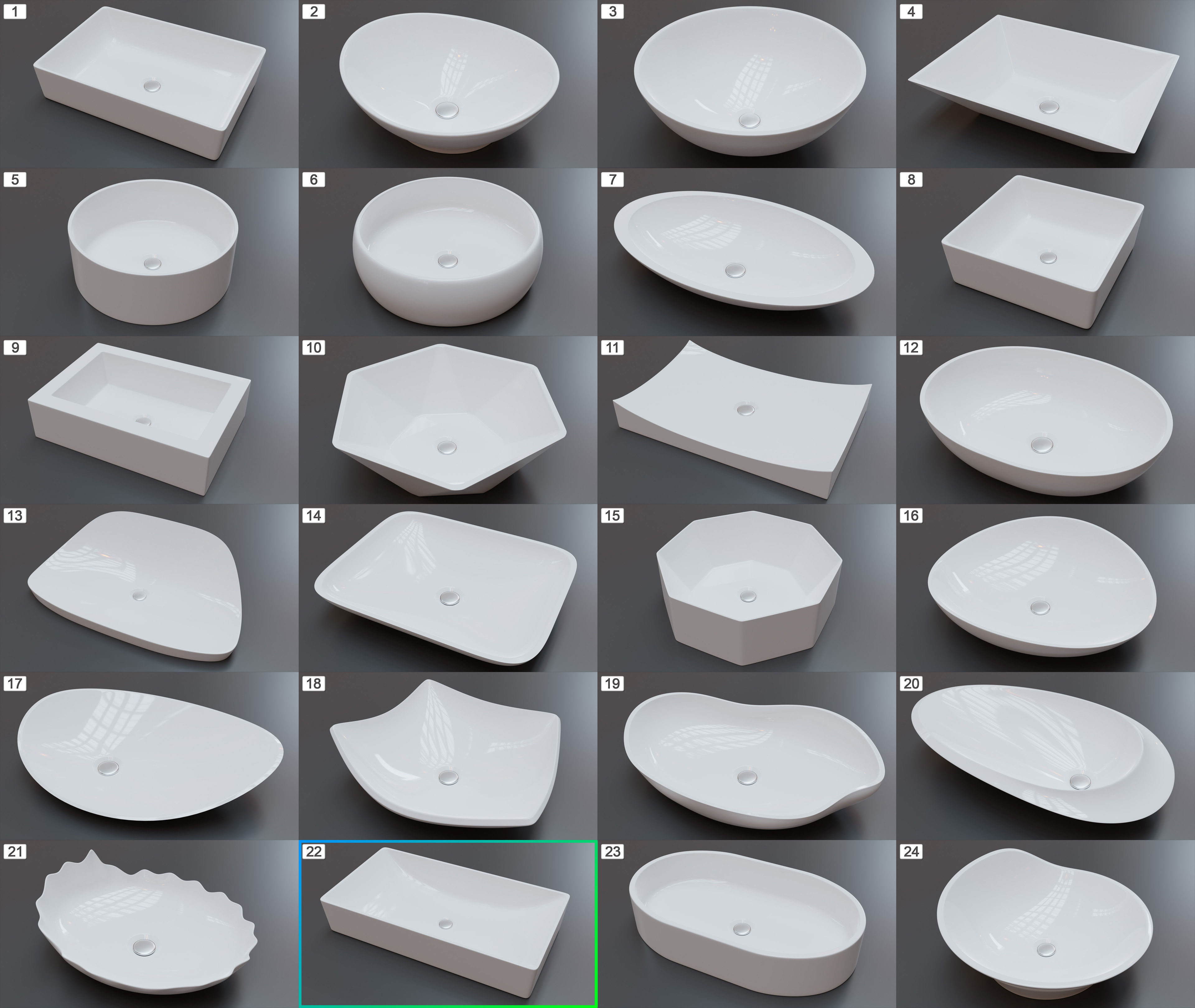 Vessel Sink Number 22 Low-poly 3D model_1
