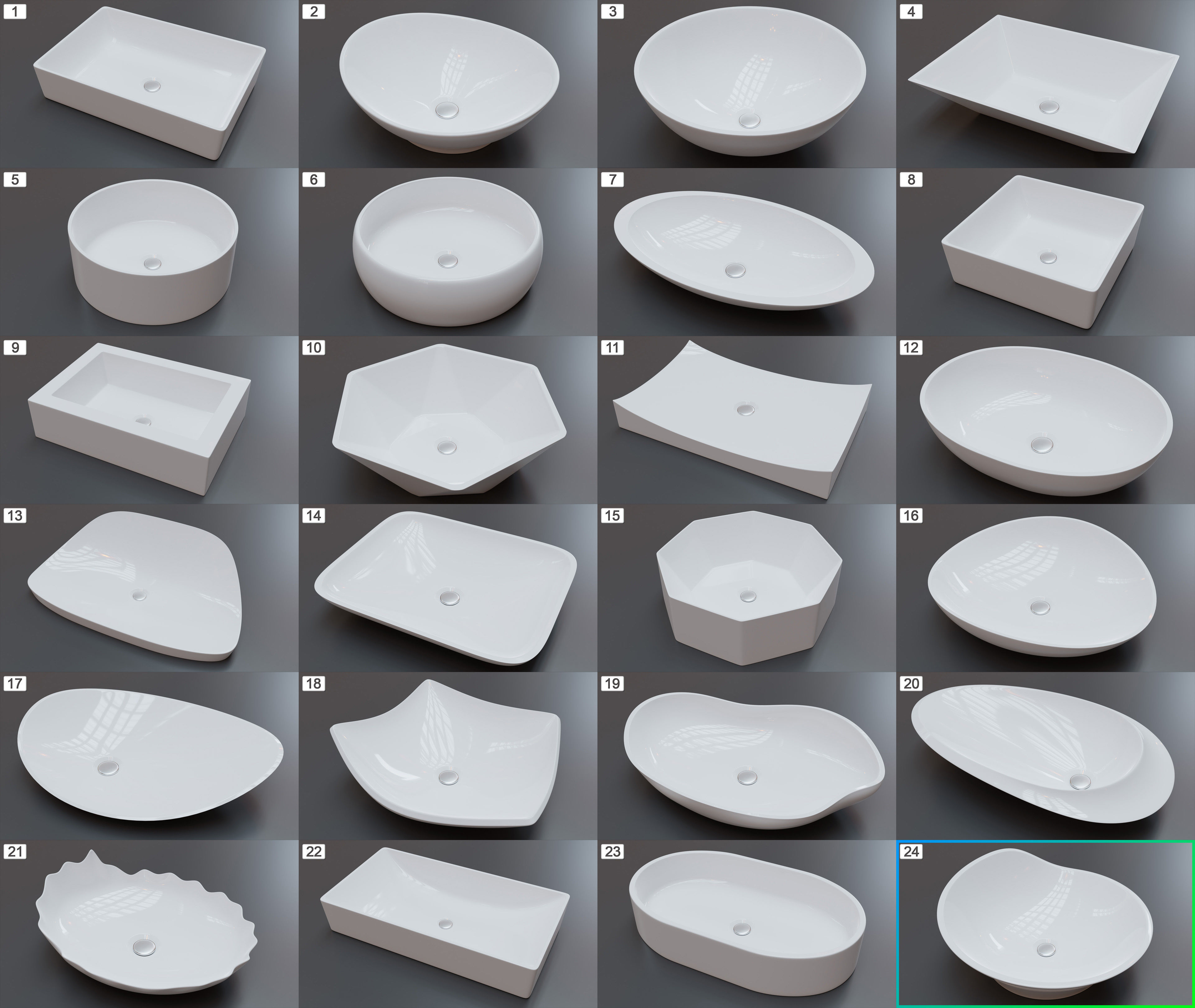 Vessel Sink Number 24 Low-poly 3D model_1