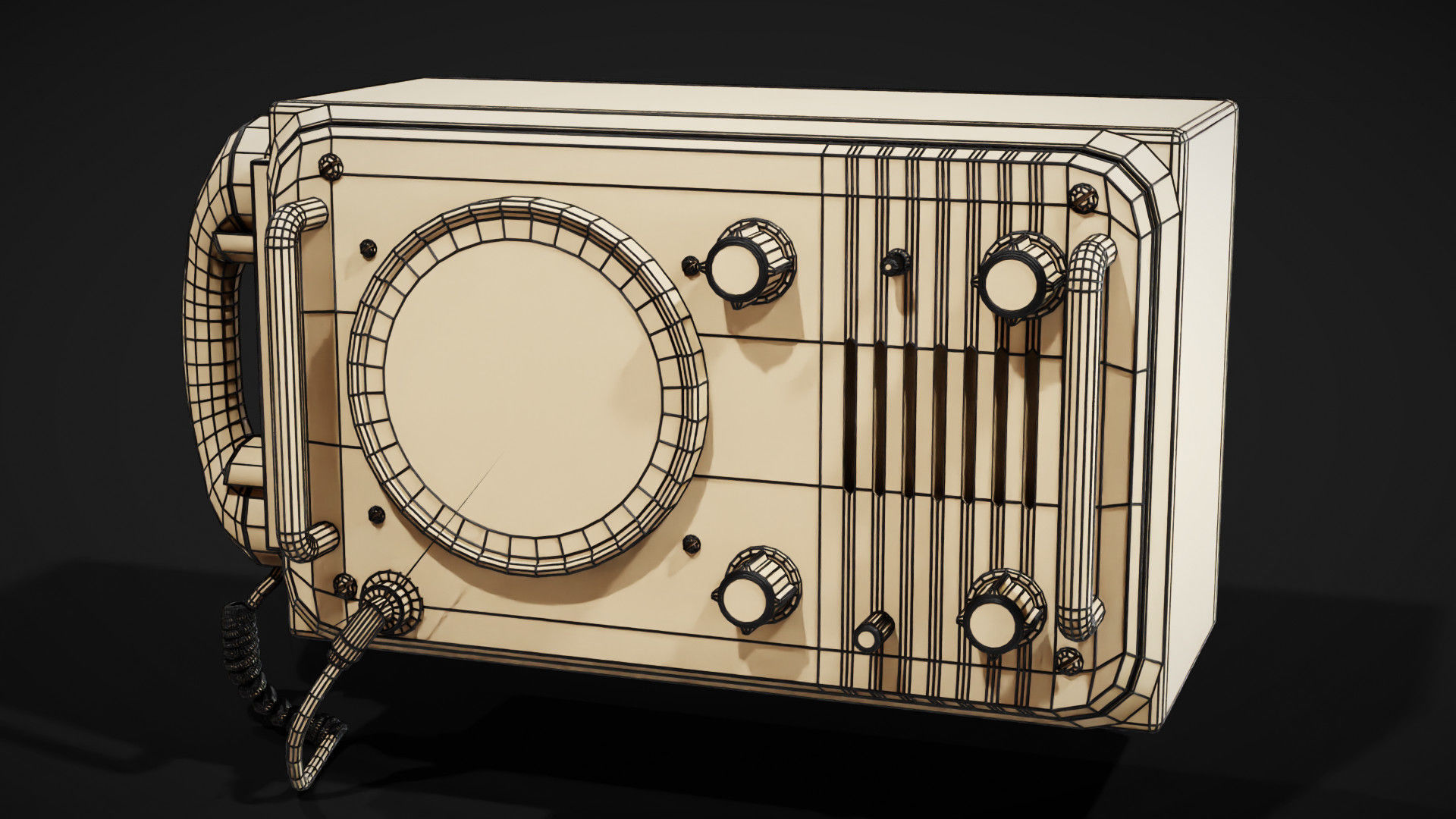 radio phone Low-poly 3D model_3