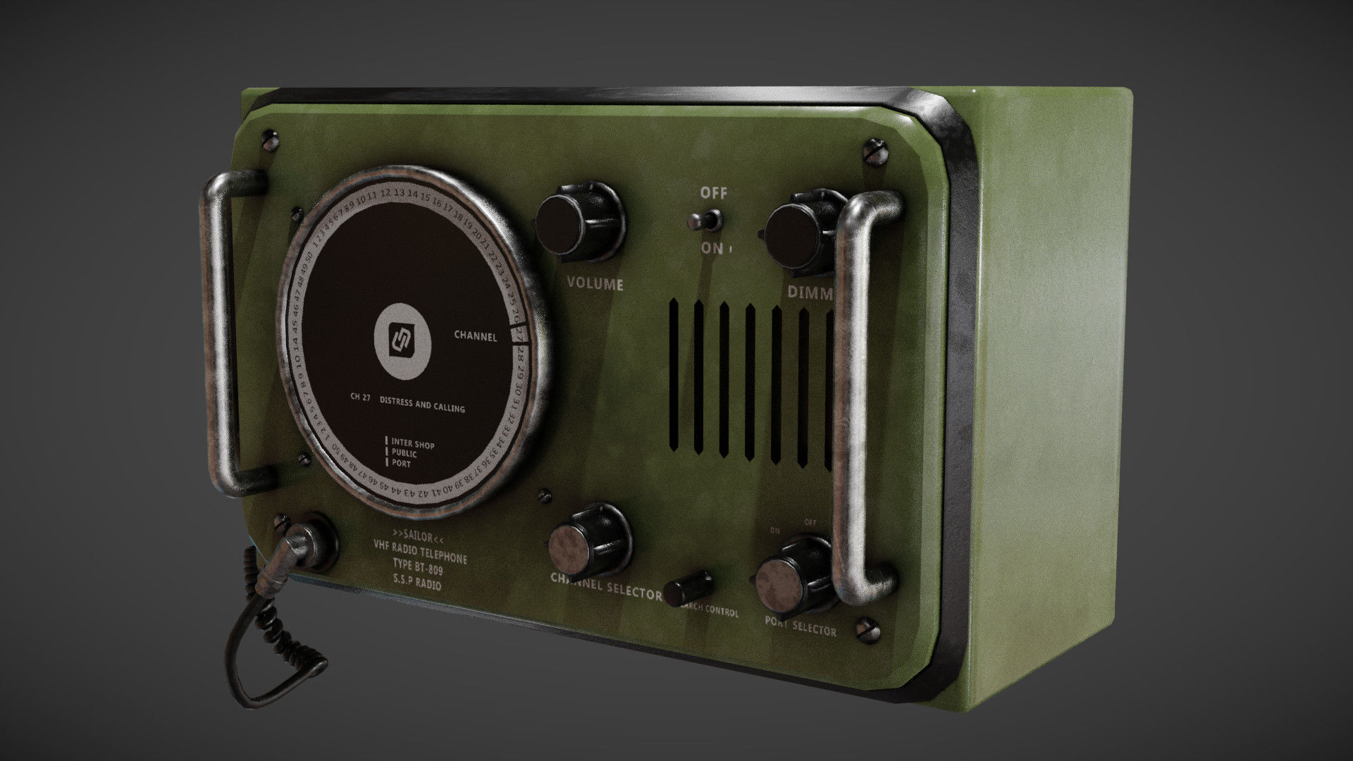 radio phone Low-poly 3D model_2