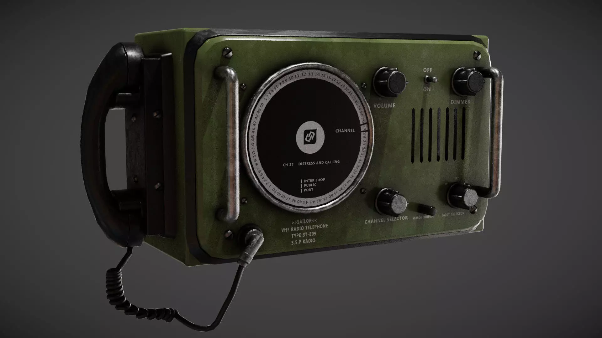 radio phone Low-poly 3D model_0