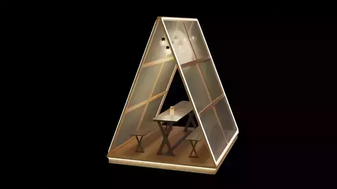 Wooden tent 3D model