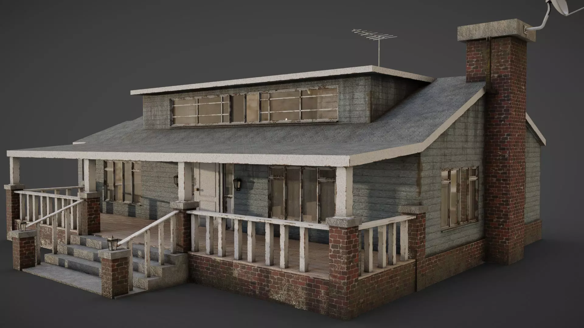 house with porch Low-poly 3D model