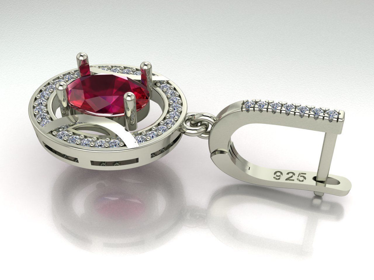 Pendant ruby 3D print model_3