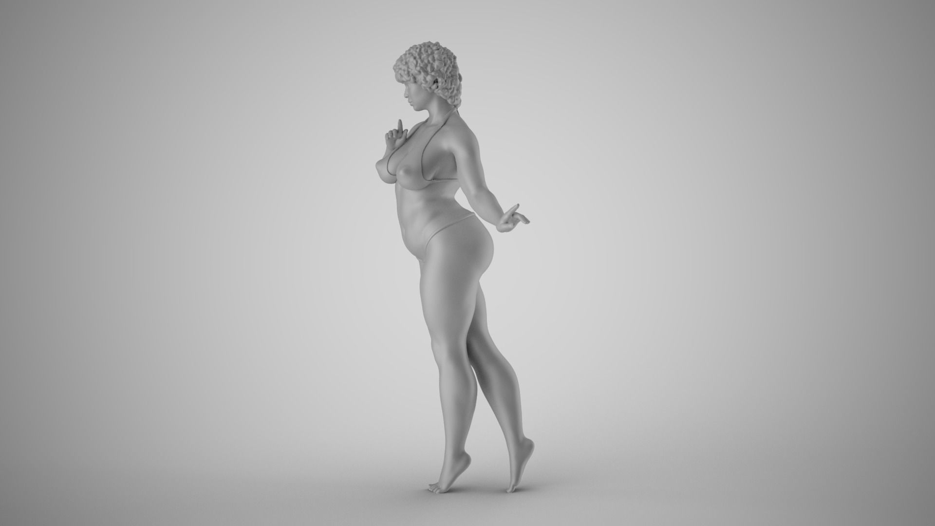 Slenderness woman in bikini 3D print model_1