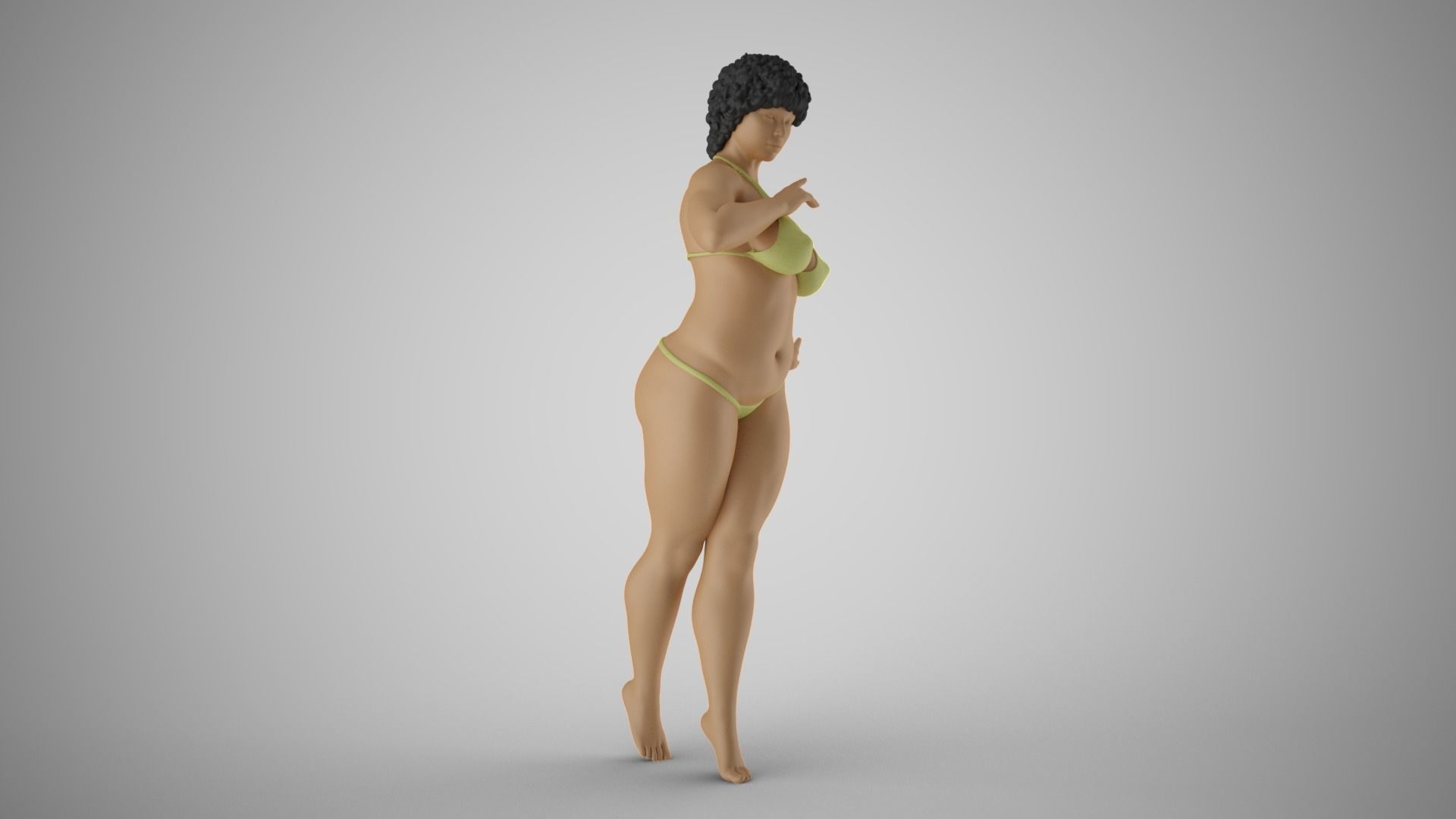 Slenderness woman in bikini 3D print model_5