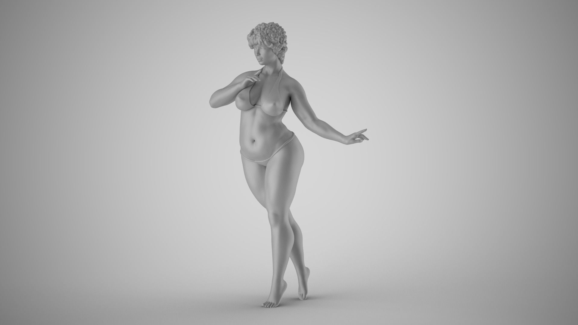 Slenderness woman in bikini 3D print model_2