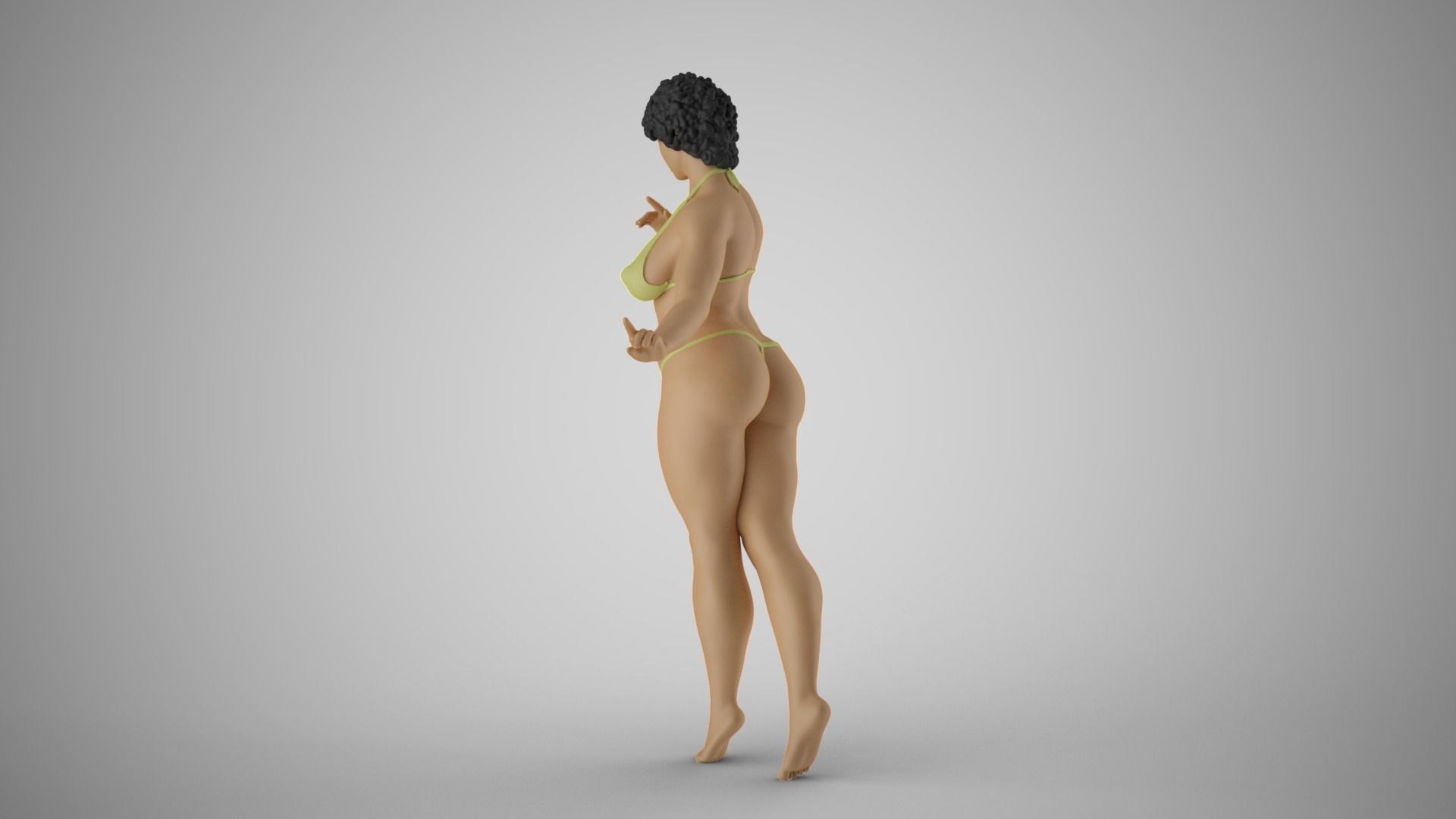Slenderness woman in bikini 3D print model_9