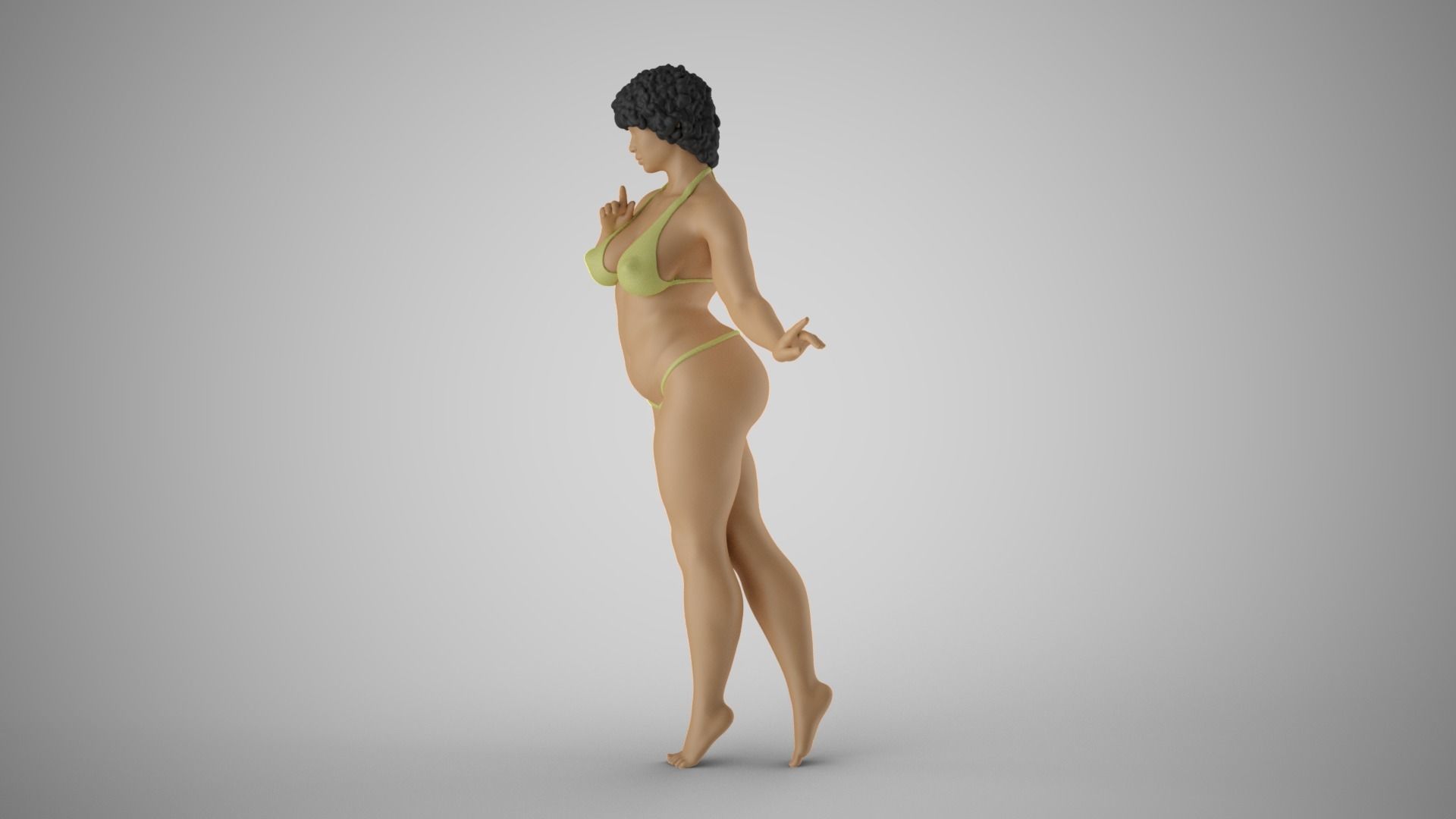 Slenderness woman in bikini 3D print model_10