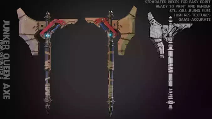 Overwatch 2 Junker Queen Axe for Cosplay 3D print model