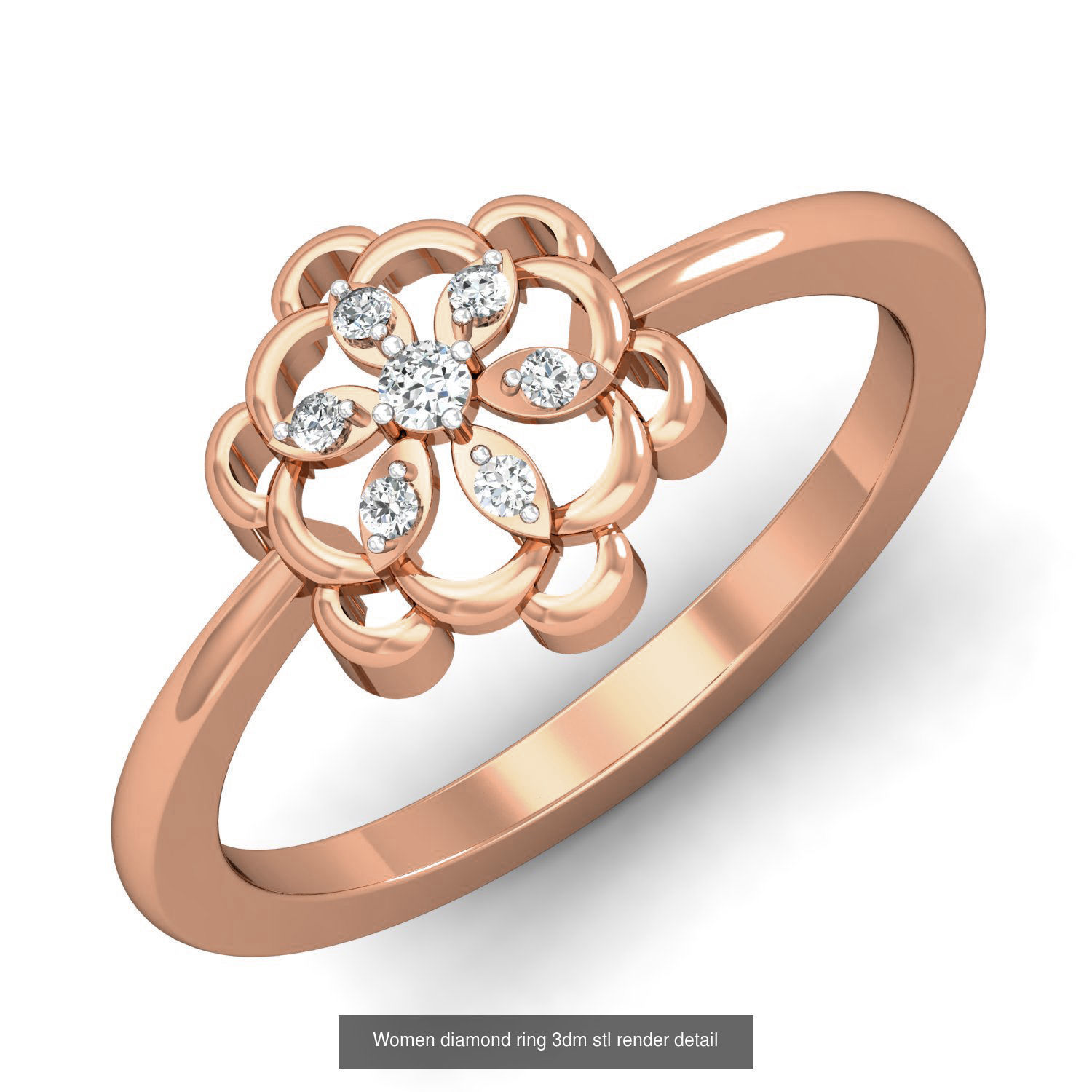 129 Women diamond ring  3dm stl render  3D Model Collection_1