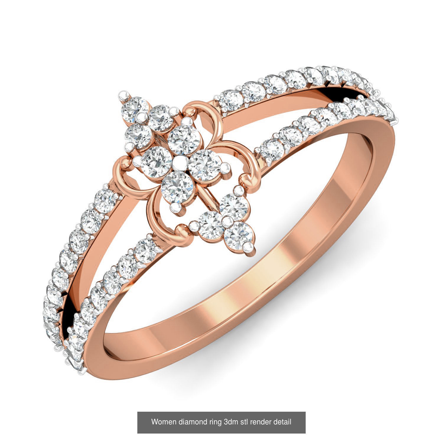 129 Women diamond ring  3dm stl render  3D Model Collection_12