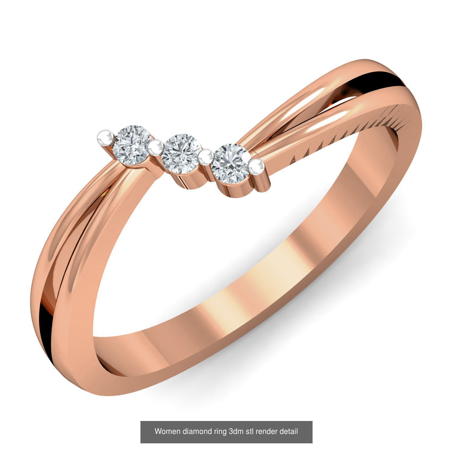 129 Women diamond ring  3dm stl render  3D Model Collection_75