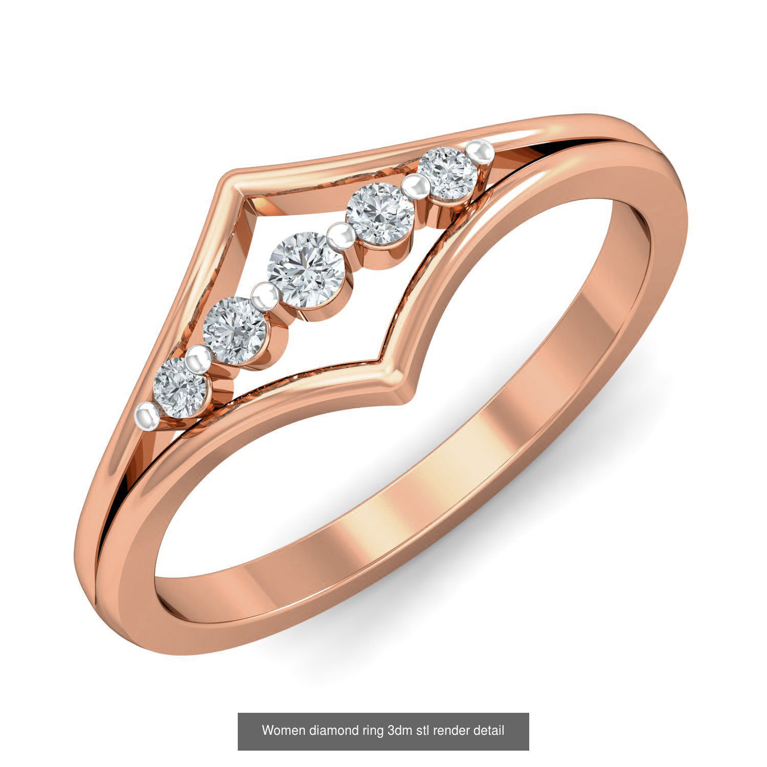 129 Women diamond ring  3dm stl render  3D Model Collection_76