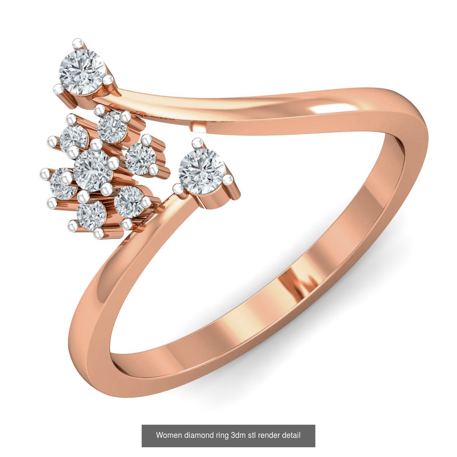 129 Women diamond ring  3dm stl render  3D Model Collection_87