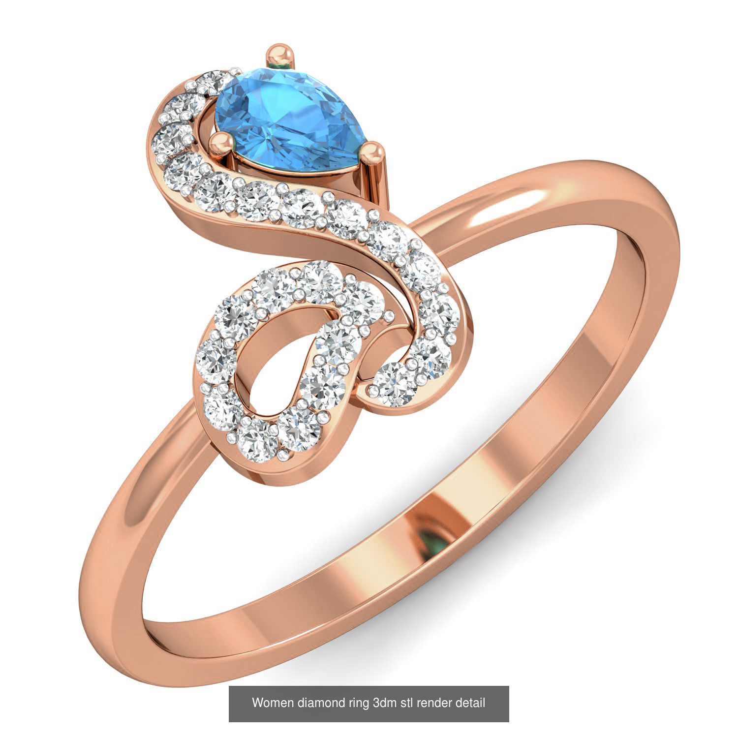 129 Women diamond ring  3dm stl render  3D Model Collection_32
