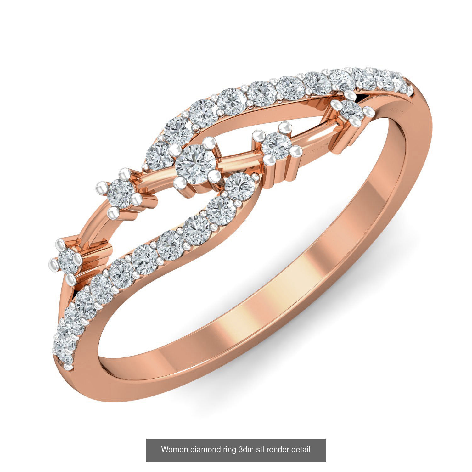 129 Women diamond ring  3dm stl render  3D Model Collection_51