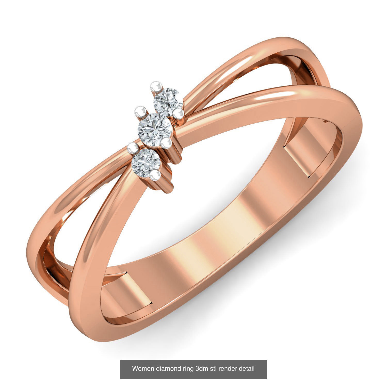 129 Women diamond ring  3dm stl render  3D Model Collection_74