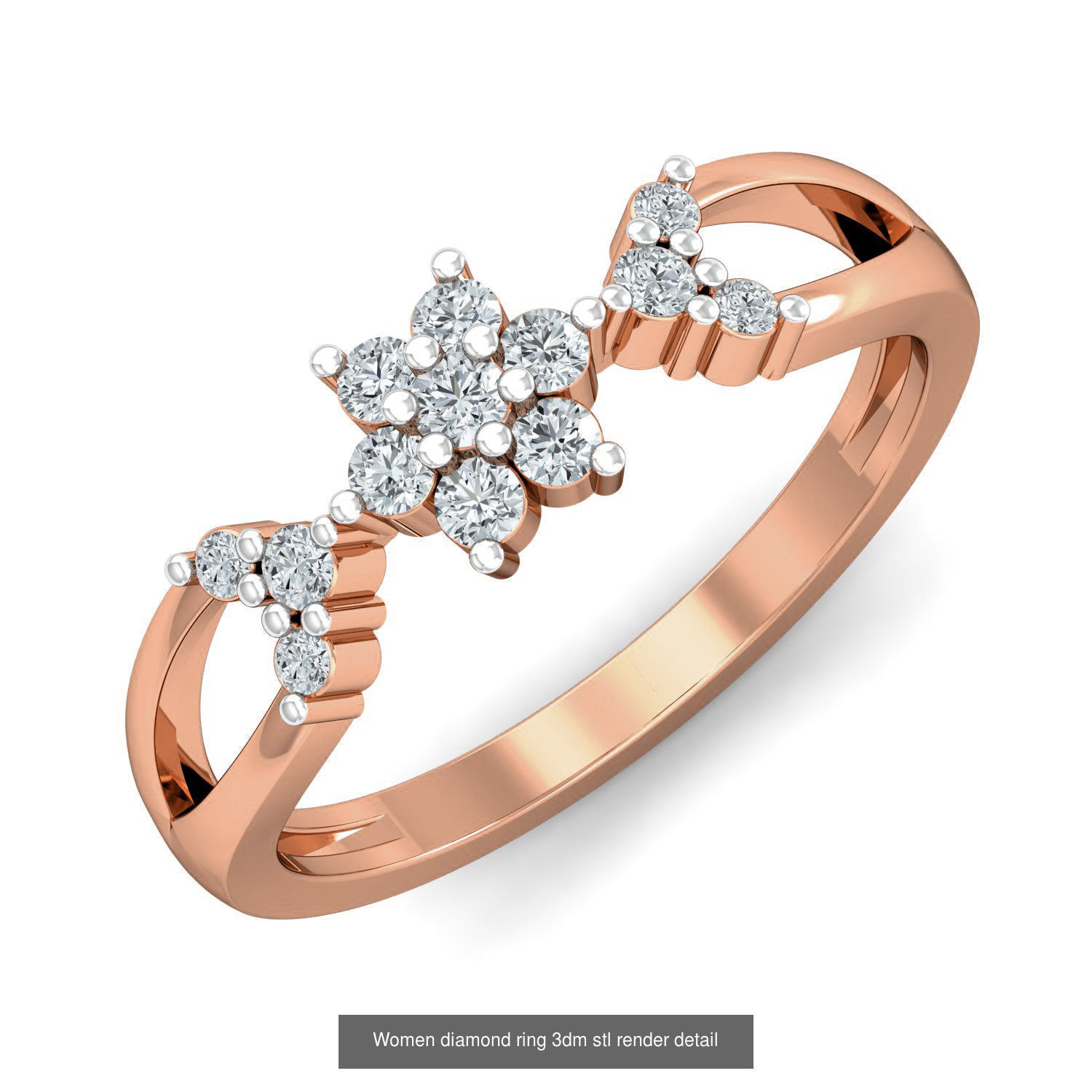129 Women diamond ring  3dm stl render  3D Model Collection_122