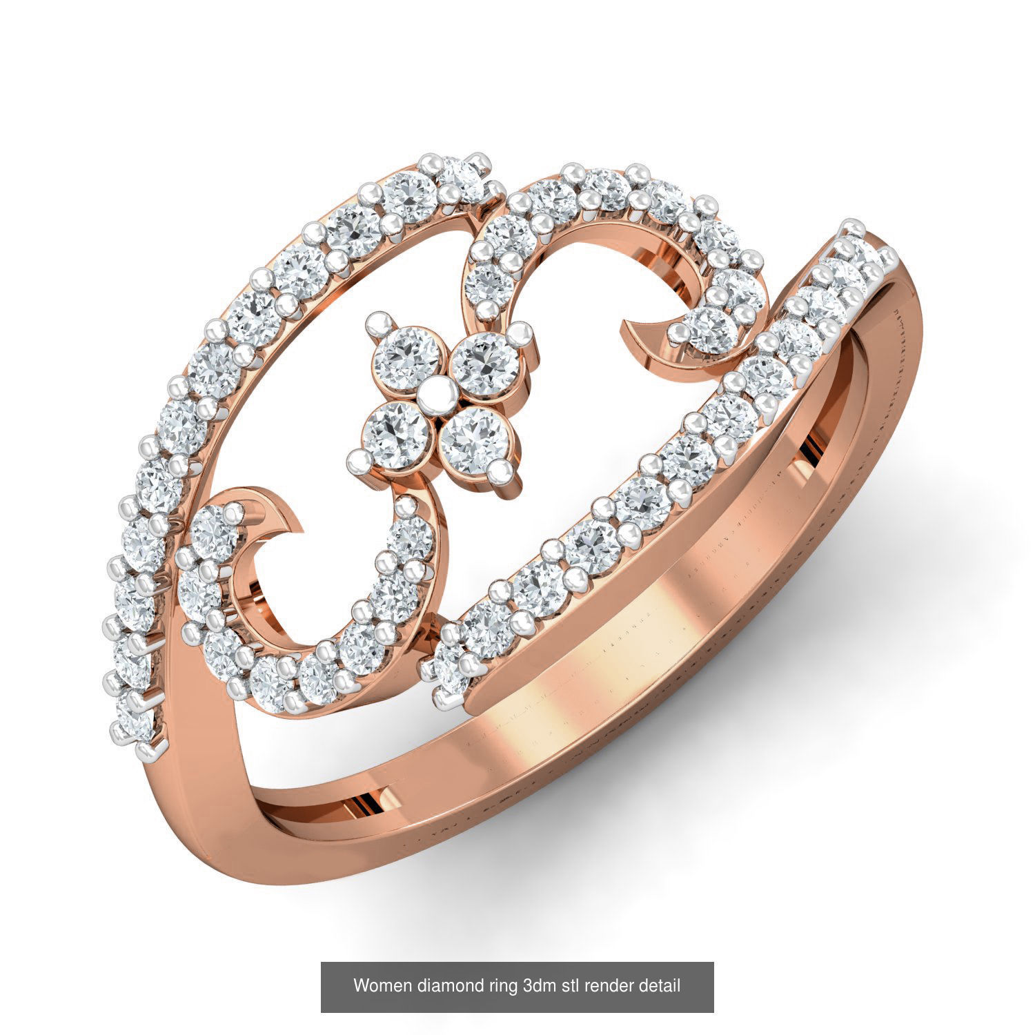 129 Women diamond ring  3dm stl render  3D Model Collection_20