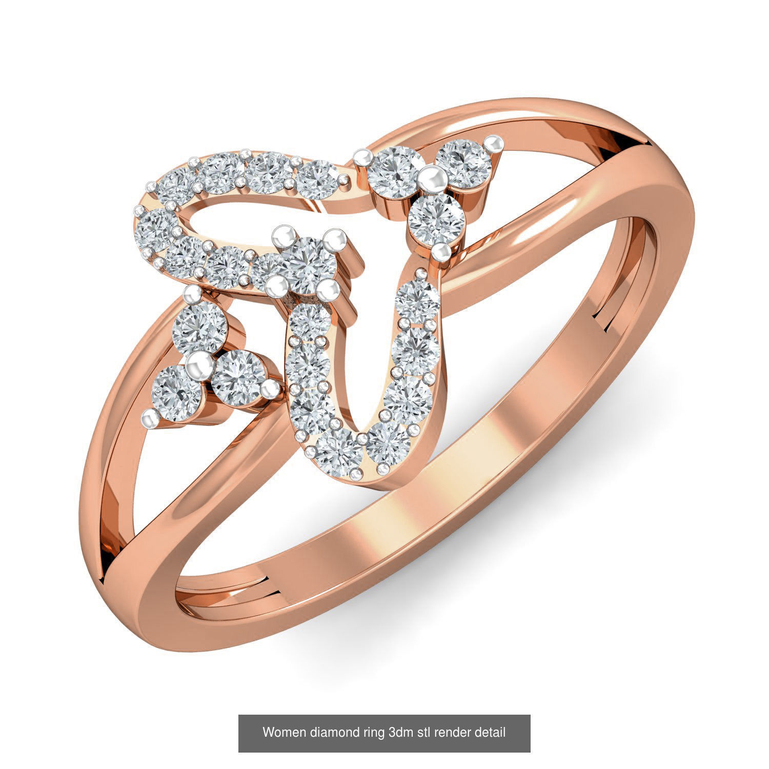 129 Women diamond ring  3dm stl render  3D Model Collection_110