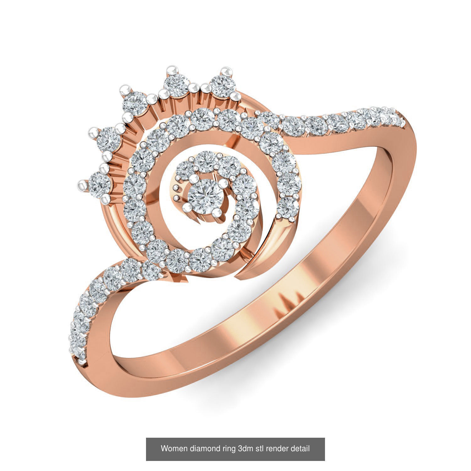 129 Women diamond ring  3dm stl render  3D Model Collection_54