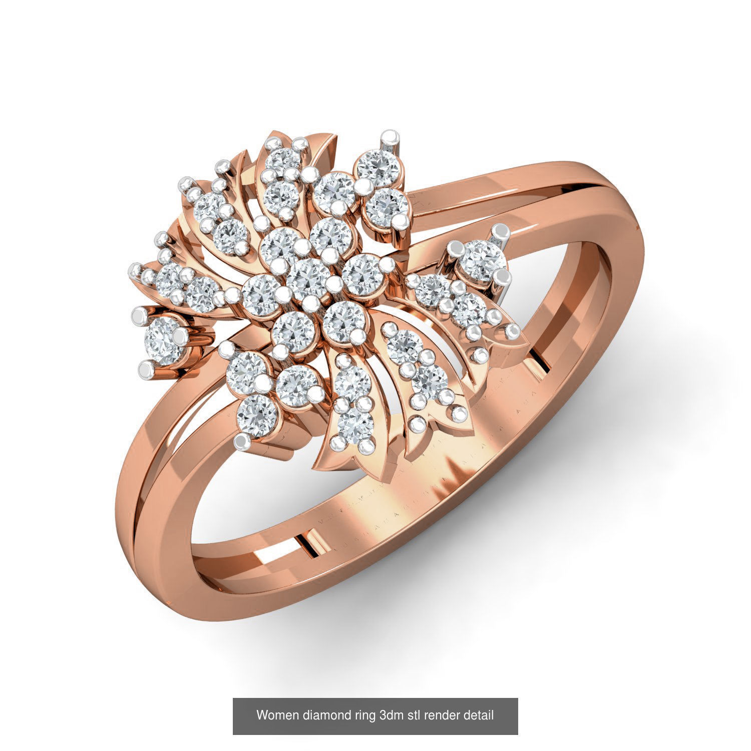 129 Women diamond ring  3dm stl render  3D Model Collection_29