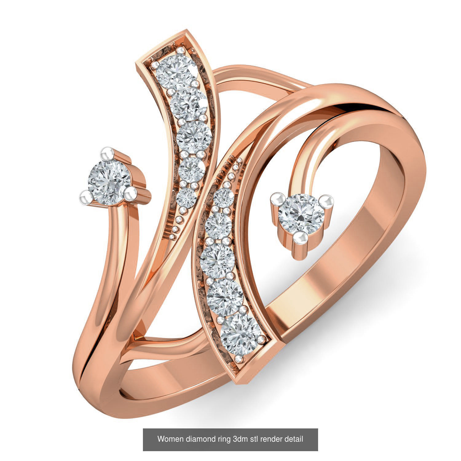 129 Women diamond ring  3dm stl render  3D Model Collection_101