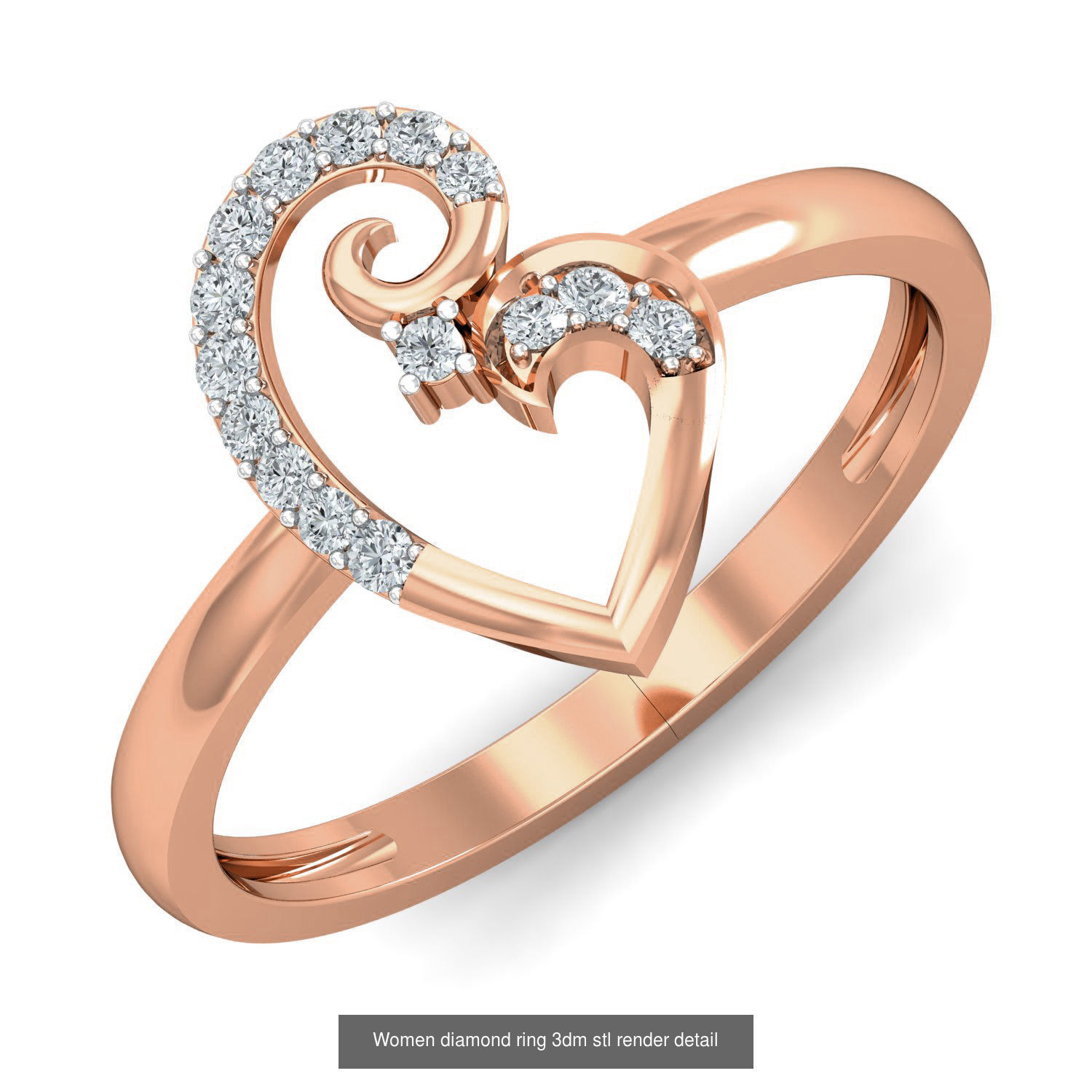 129 Women diamond ring  3dm stl render  3D Model Collection_115