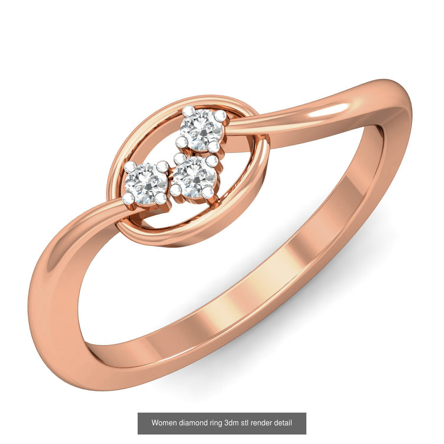 129 Women diamond ring  3dm stl render  3D Model Collection_49