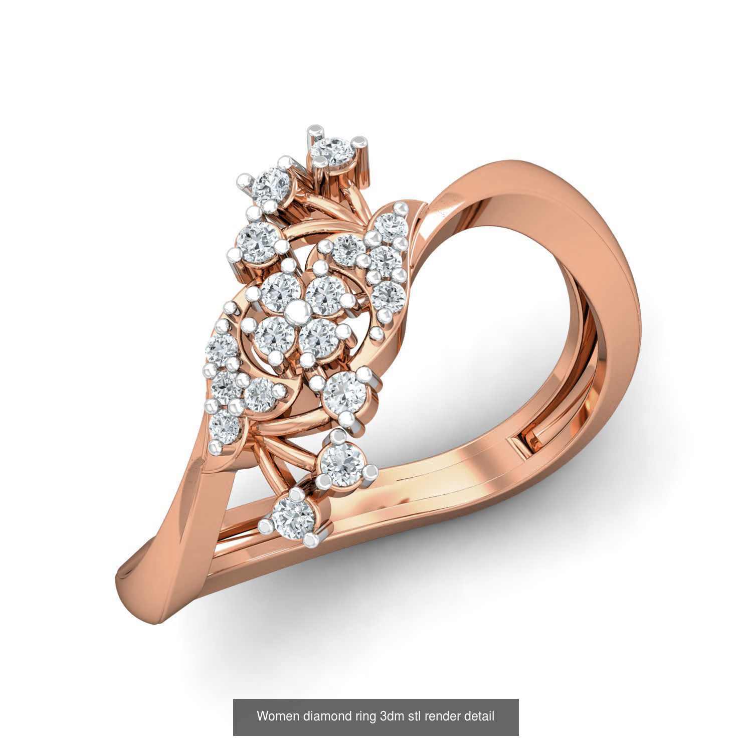 129 Women diamond ring  3dm stl render  3D Model Collection_26