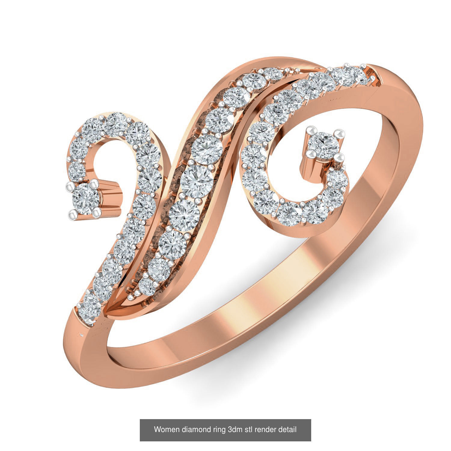 129 Women diamond ring  3dm stl render  3D Model Collection_80