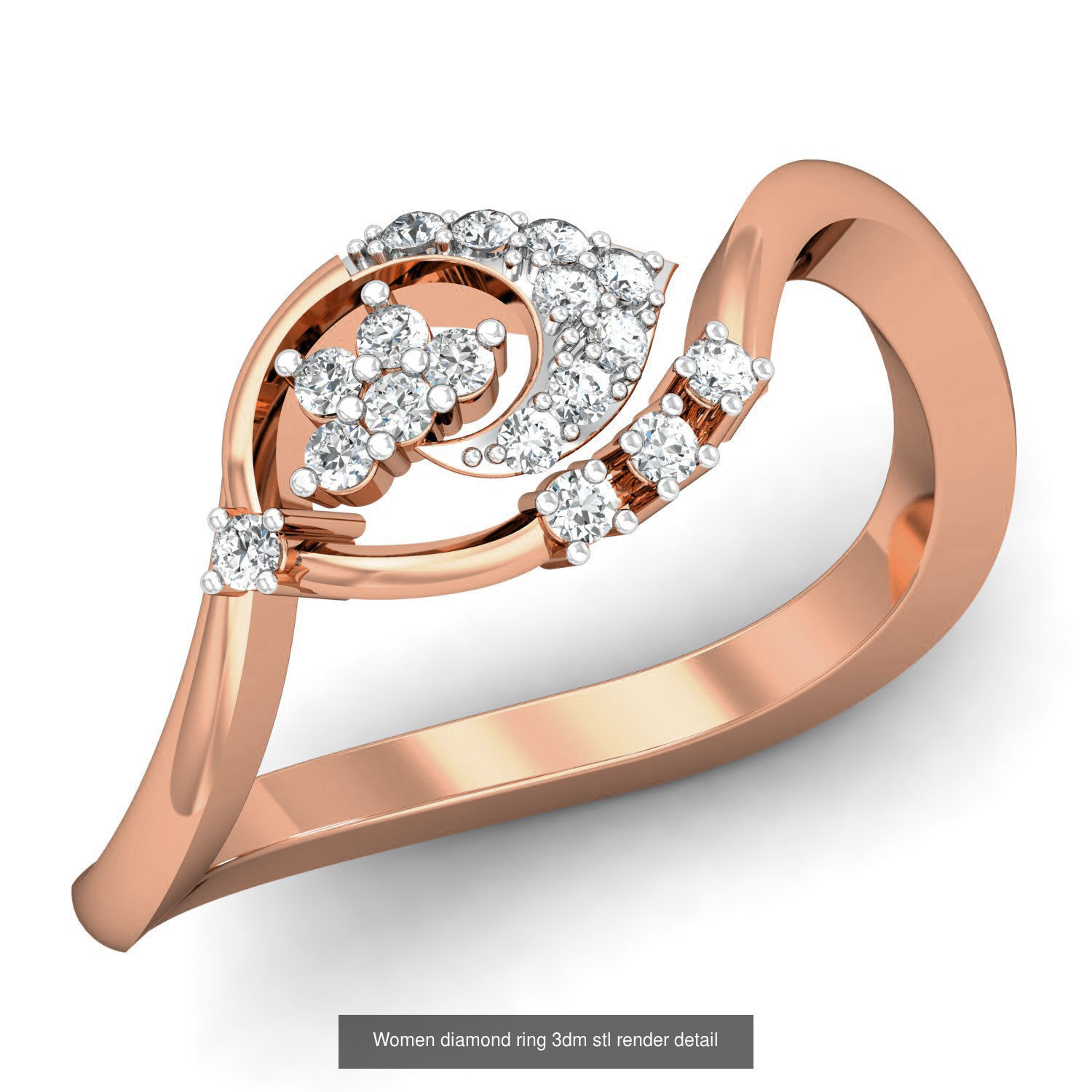 129 Women diamond ring  3dm stl render  3D Model Collection_4