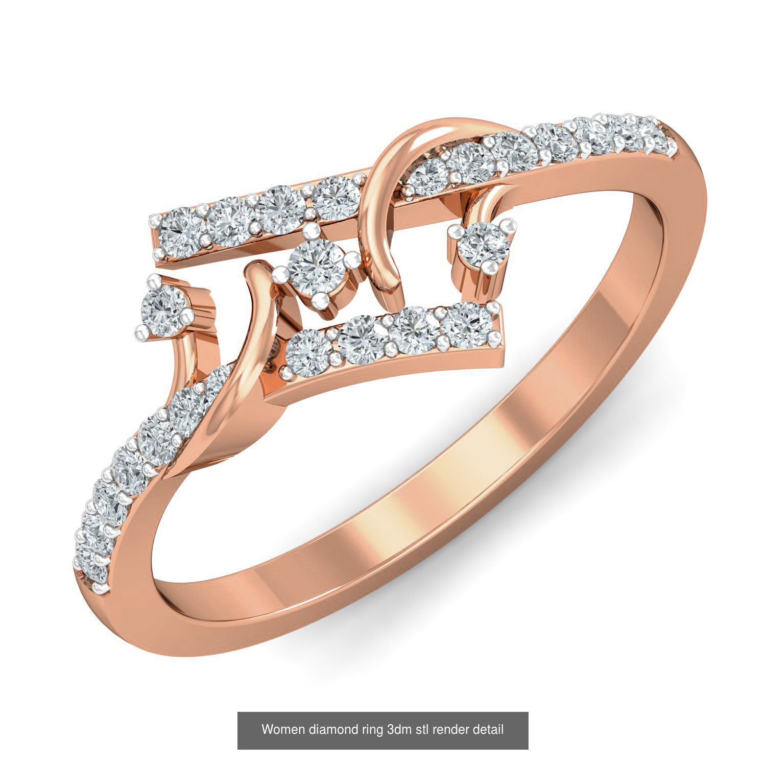 129 Women diamond ring  3dm stl render  3D Model Collection_55
