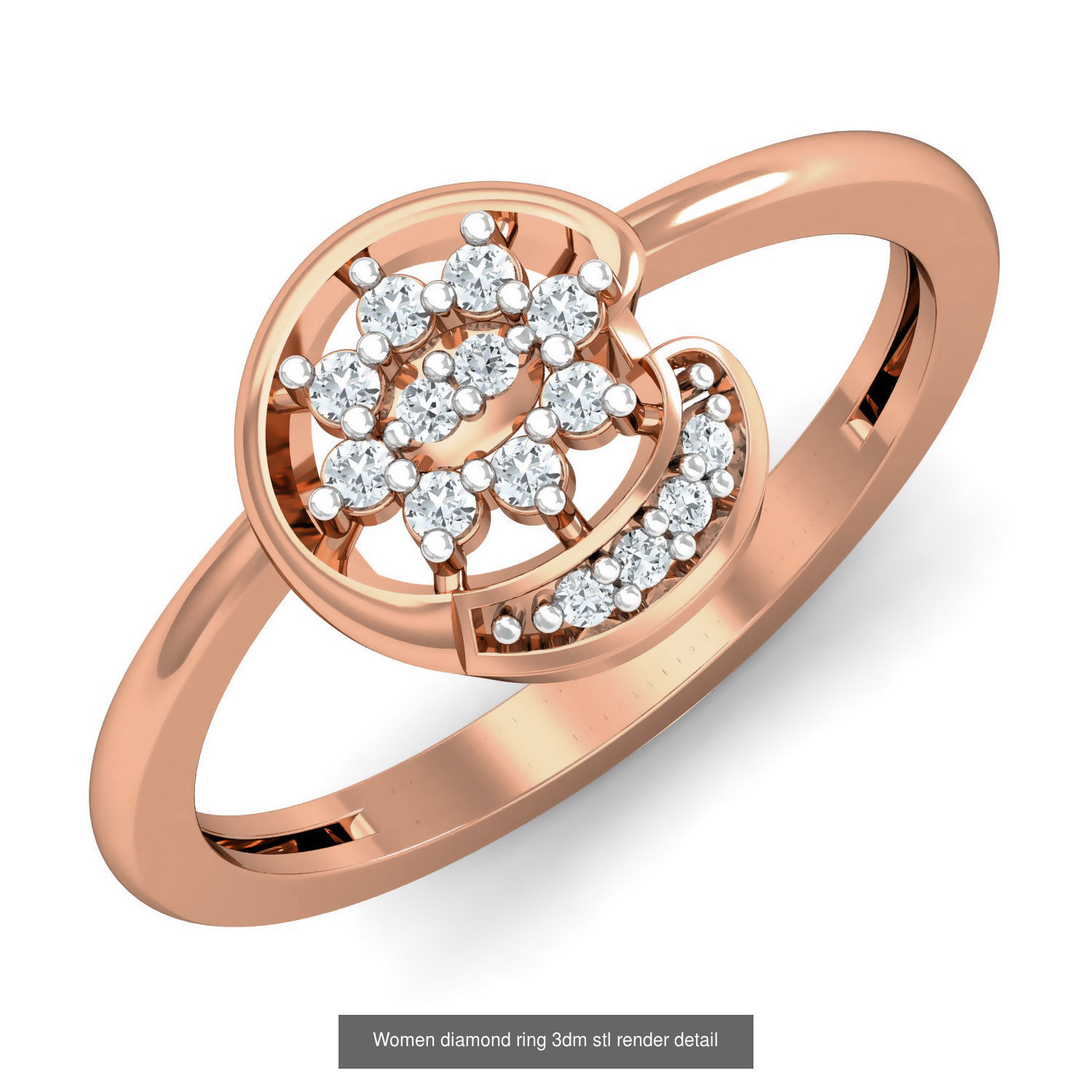 129 Women diamond ring  3dm stl render  3D Model Collection_3
