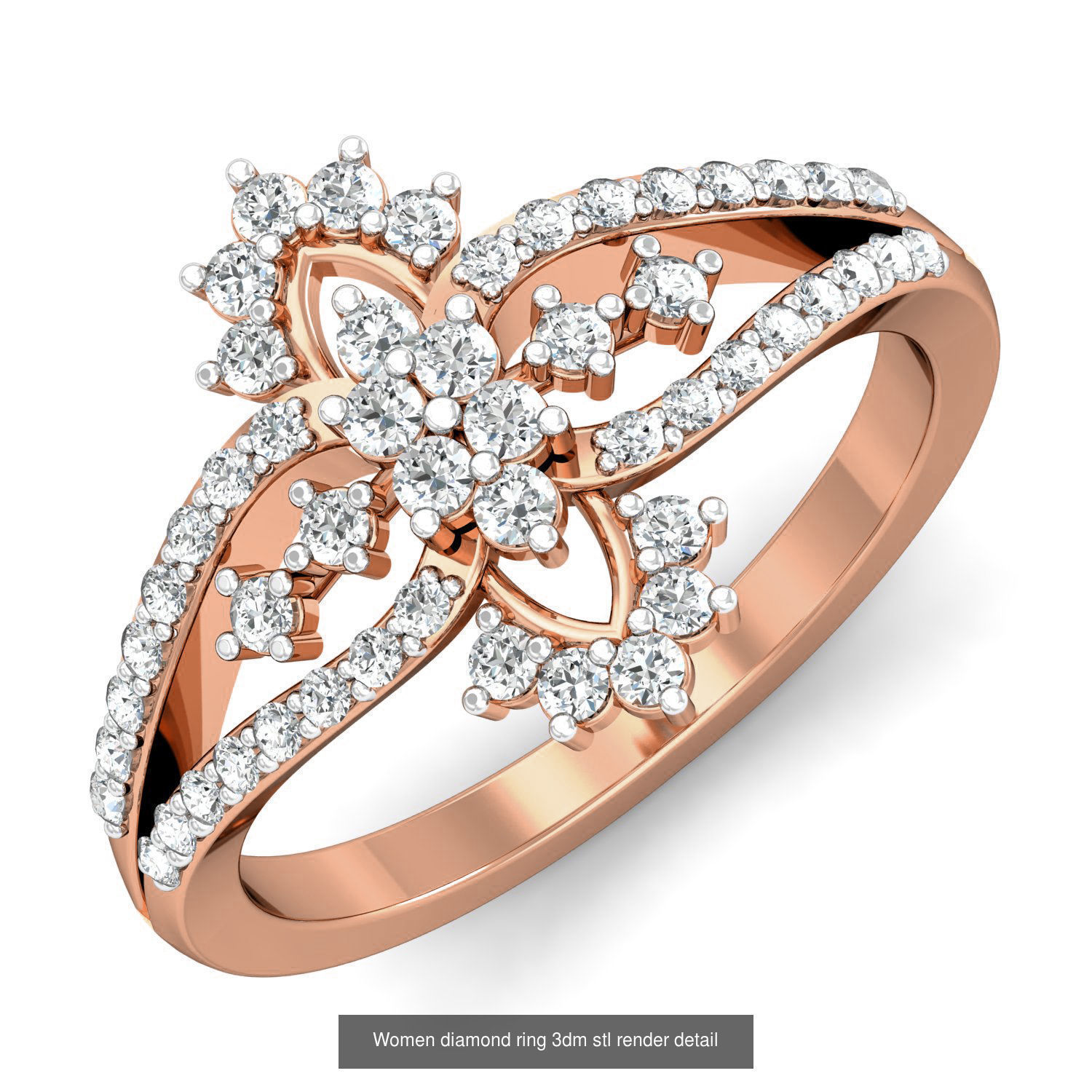 129 Women diamond ring  3dm stl render  3D Model Collection_13