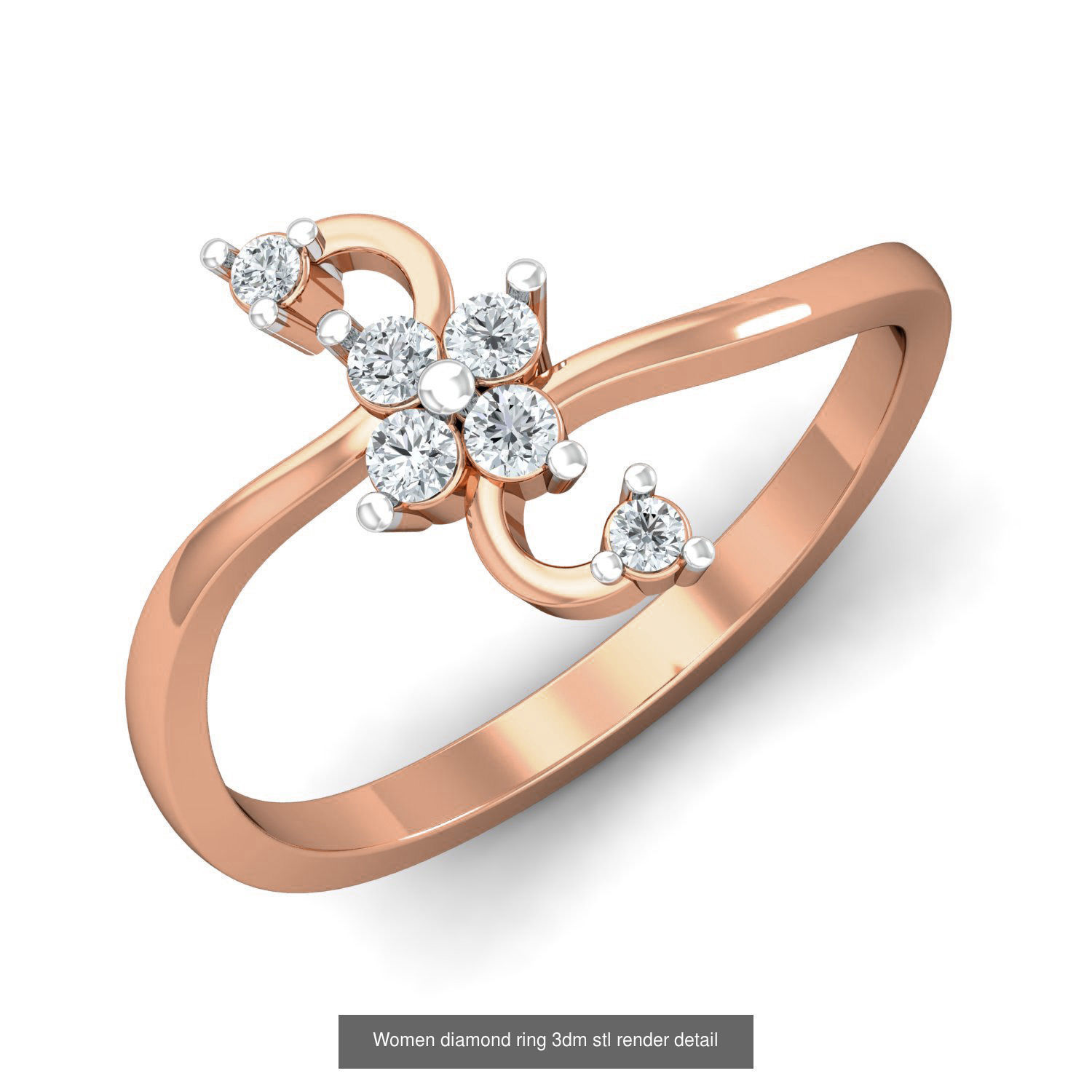 129 Women diamond ring  3dm stl render  3D Model Collection_94