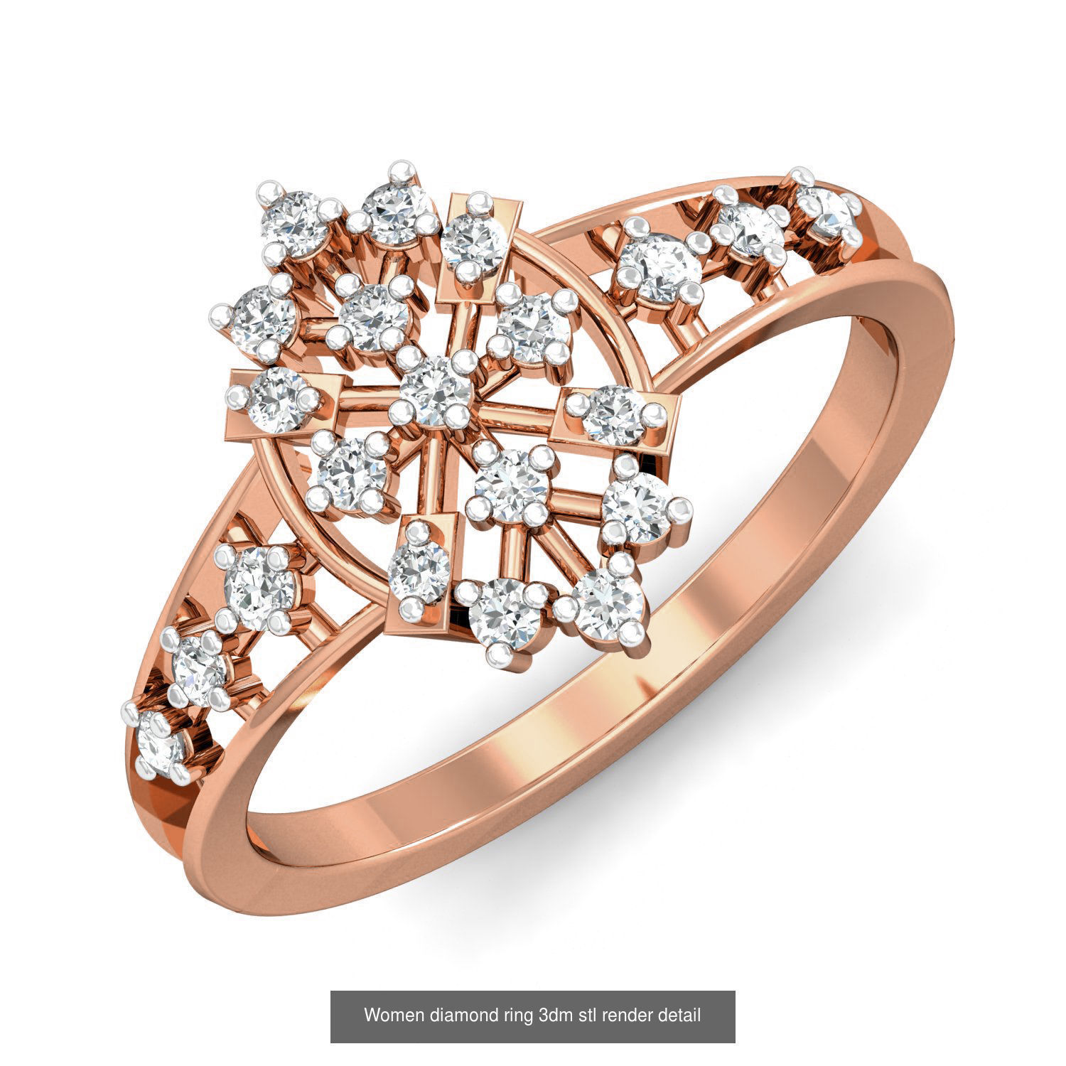 129 Women diamond ring  3dm stl render  3D Model Collection_7