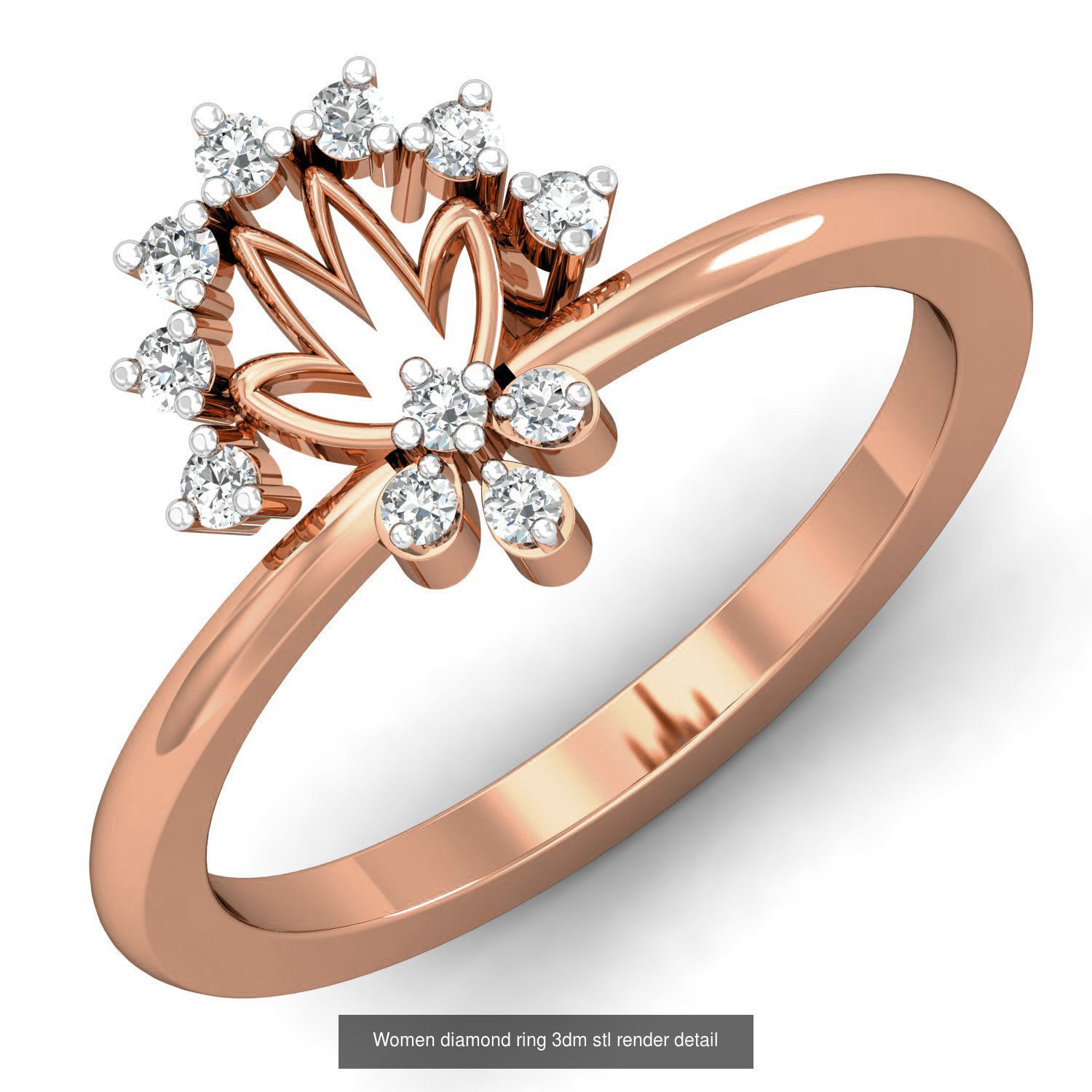 129 Women diamond ring  3dm stl render  3D Model Collection_48
