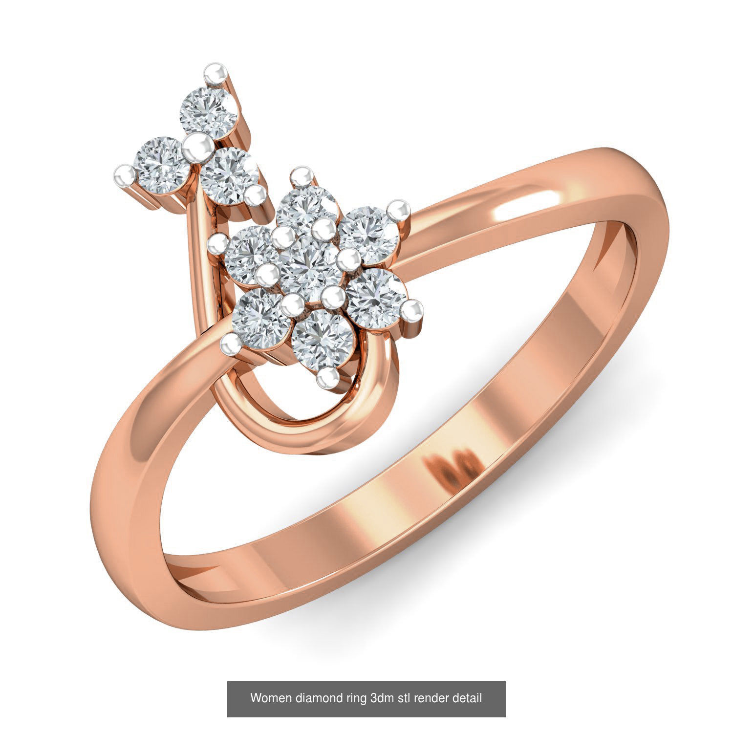 129 Women diamond ring  3dm stl render  3D Model Collection_104