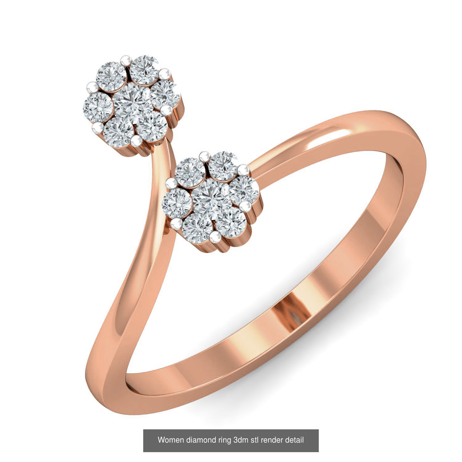 129 Women diamond ring  3dm stl render  3D Model Collection_90