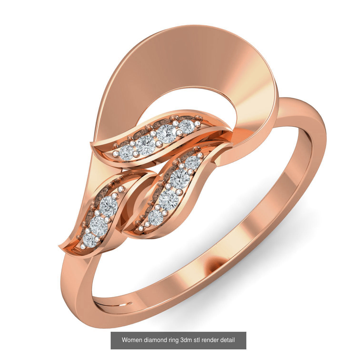 129 Women diamond ring  3dm stl render  3D Model Collection_125