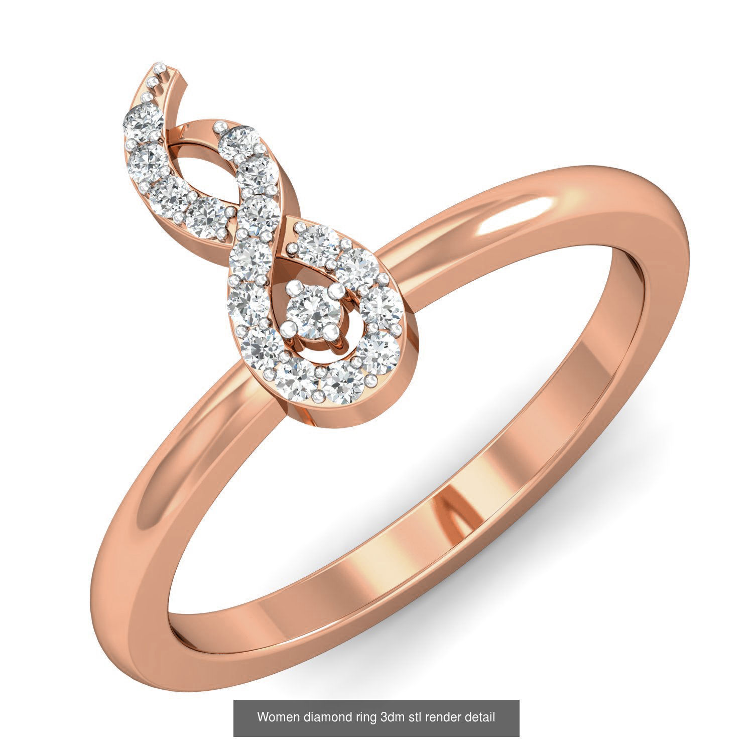 129 Women diamond ring  3dm stl render  3D Model Collection_41