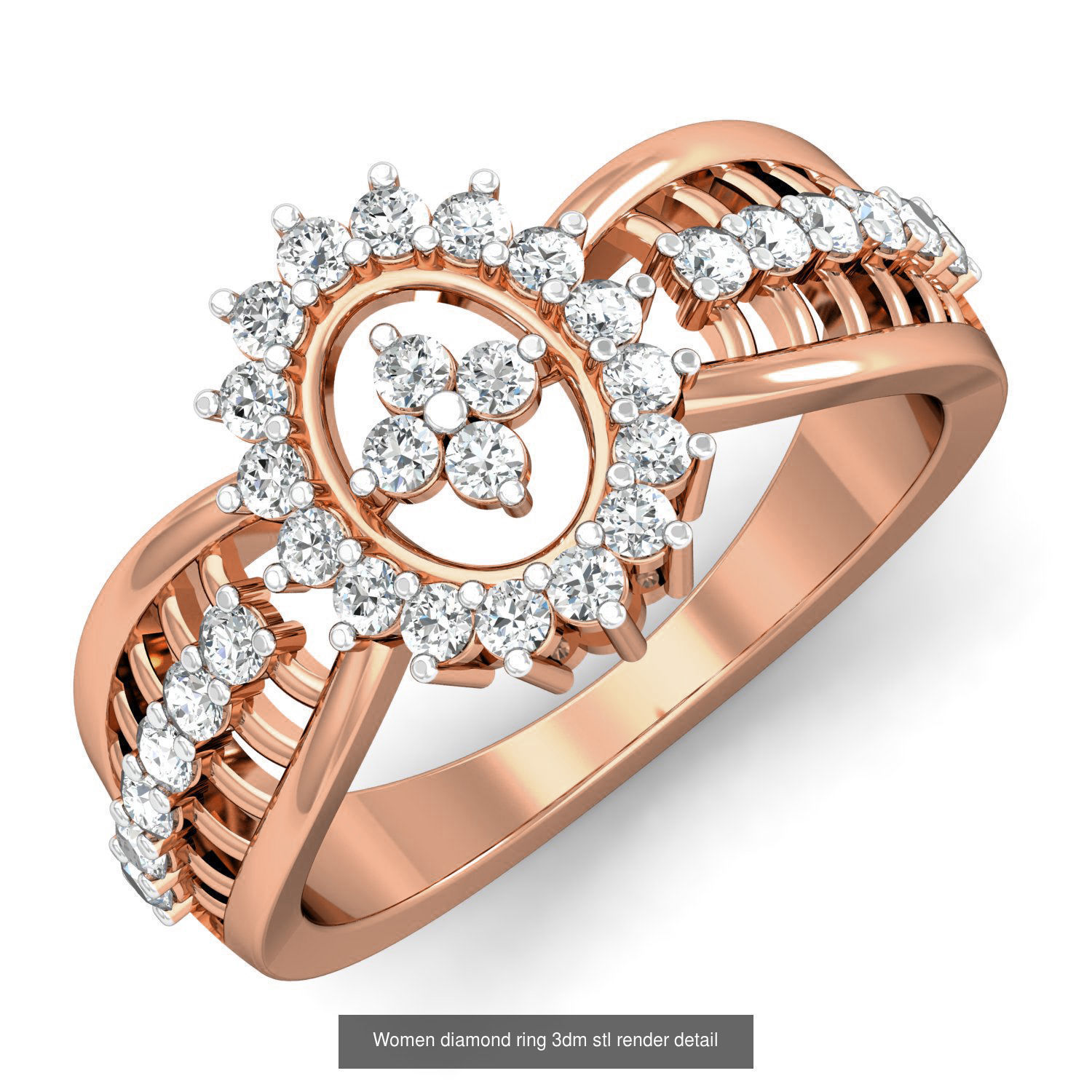 129 Women diamond ring  3dm stl render  3D Model Collection_8
