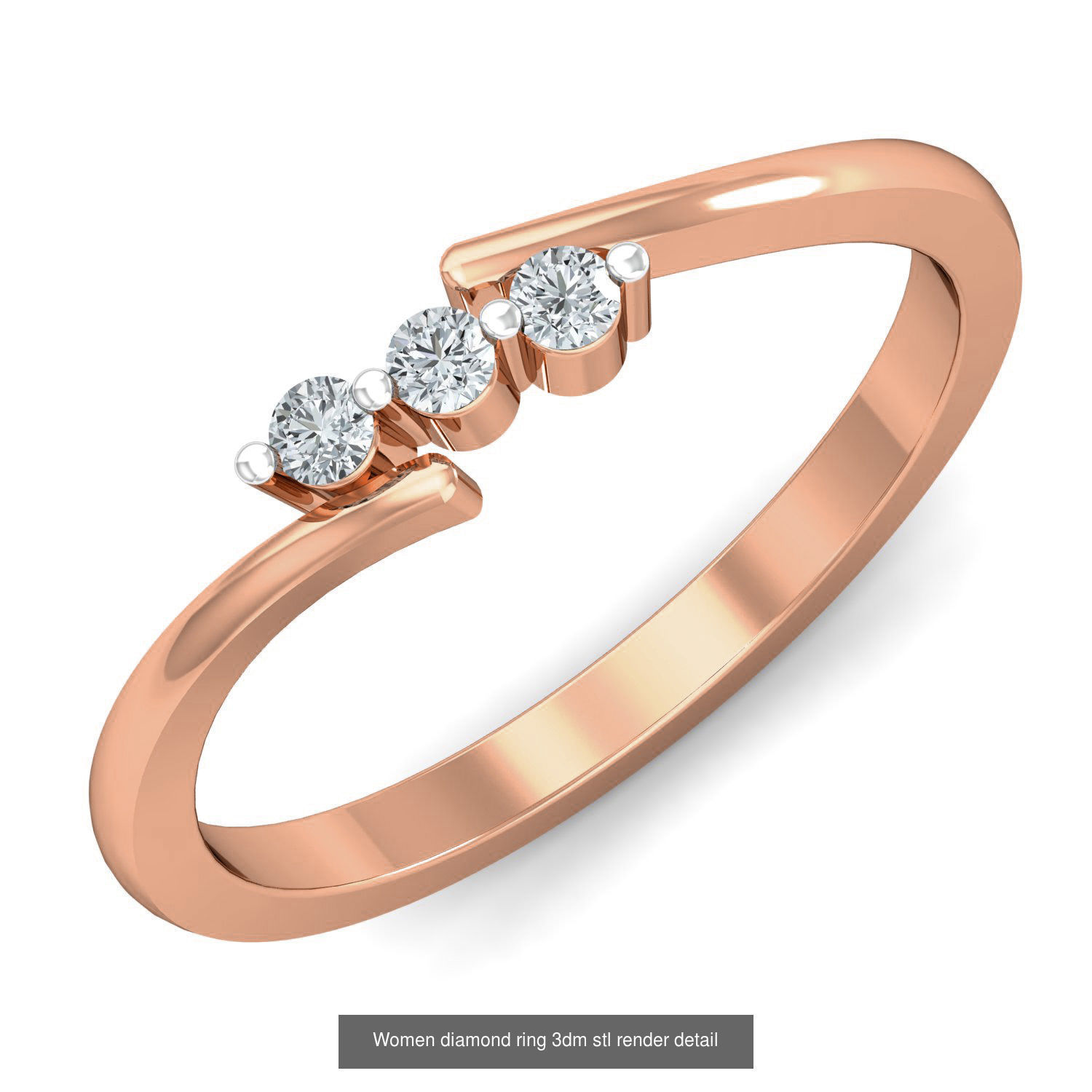 129 Women diamond ring  3dm stl render  3D Model Collection_71
