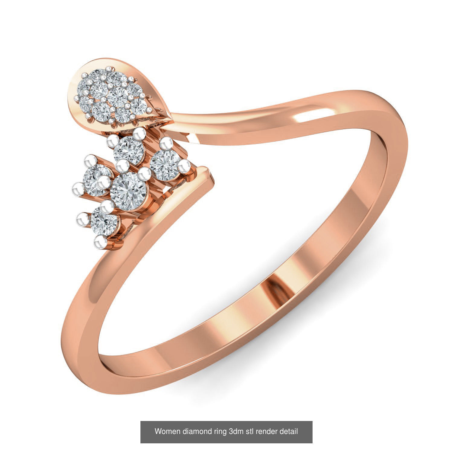 129 Women diamond ring  3dm stl render  3D Model Collection_85
