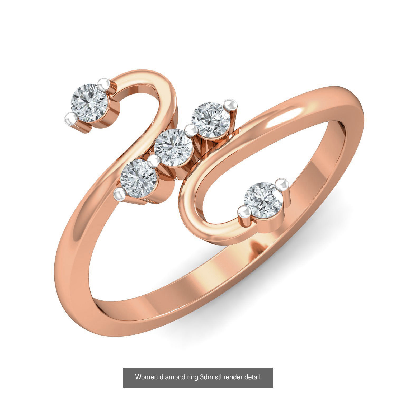 129 Women diamond ring  3dm stl render  3D Model Collection_69