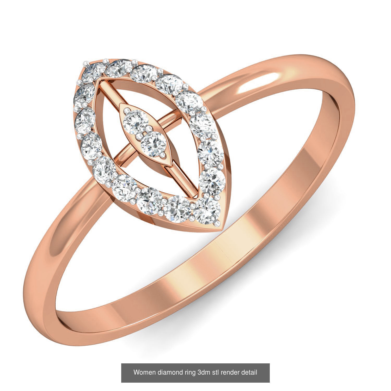 129 Women diamond ring  3dm stl render  3D Model Collection_35