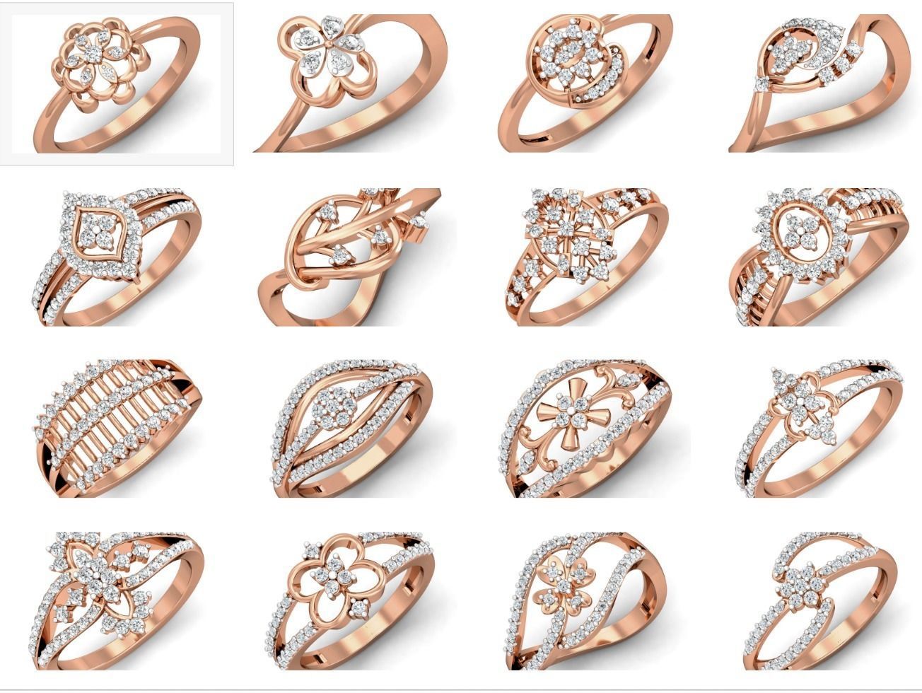 129 Women diamond ring  3dm stl render  3D Model Collection_0