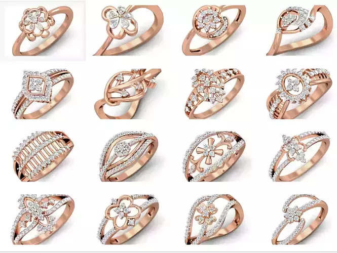 129 Women diamond ring  3dm stl render  3D Model Collection